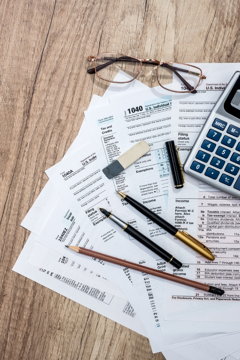 tax papers on a desk